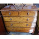 A Victorian mahogany chest of two short and three long drawers