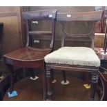 A set of three sabre leg dining chairs and one other Victorian chair