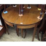 Two 'D' end tables converted to a dining table with extra leaf