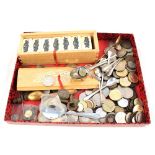 Golden Virginia dominoes plus GB 2 pound and 5 pound coins etc,