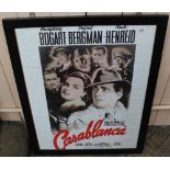 A framed Casablanca film poster