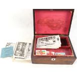 A Victorian rosewood box containing mainly naval postcards etc