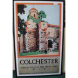 A British Railways Frank Mason Norfolk Broads poster plus a repro Colchester poster