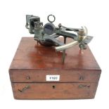 A Victorian sextant with its mahogany fitted case, bearing trade label for D.