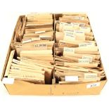 A box containing 19th and early 20th Century GB and world stamps sorted into envelopes