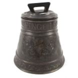 A Huntley & Palmers bell shaped biscuit tin