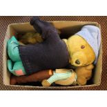 Various bears and other soft toys