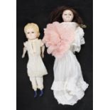 Two small Victorian wax head dolls