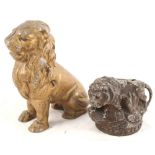 Spelter and cast alloy lion money boxes