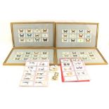 Framed Wills butterflies cigarette cards plus various others