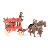 An iron overland circus, two horses,