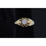 A gents 18ct gold 'gypsy' ring set with single diamond, approx 0.