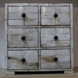 A bone clad miniature six drawer chest