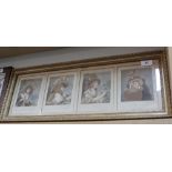 Four Bartolozzi engravings of fashionable ladies in one frame