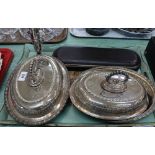A pair of silver plated entree dishes,