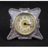 An Art Nouveau silver table clock,