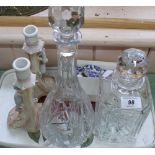 Two cut glass decanters,