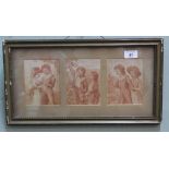 Three sepia silk pictures of children in one frame