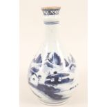 An 18th Century Chinese blue and white landscape vase (light base crack),