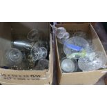 Various cut glass vases and other glass including ships in bottles (two boxes)