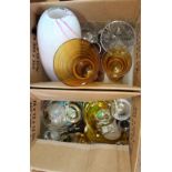 Various Art and other coloured glass vases plus other glassware (two boxes)