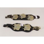 Two Martingales with RSPCA Merit London cart horse brasses, 1922, 1923, 1924,