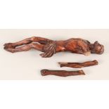 A well carved wooden figure of Christ from a crucifix (arms detached)