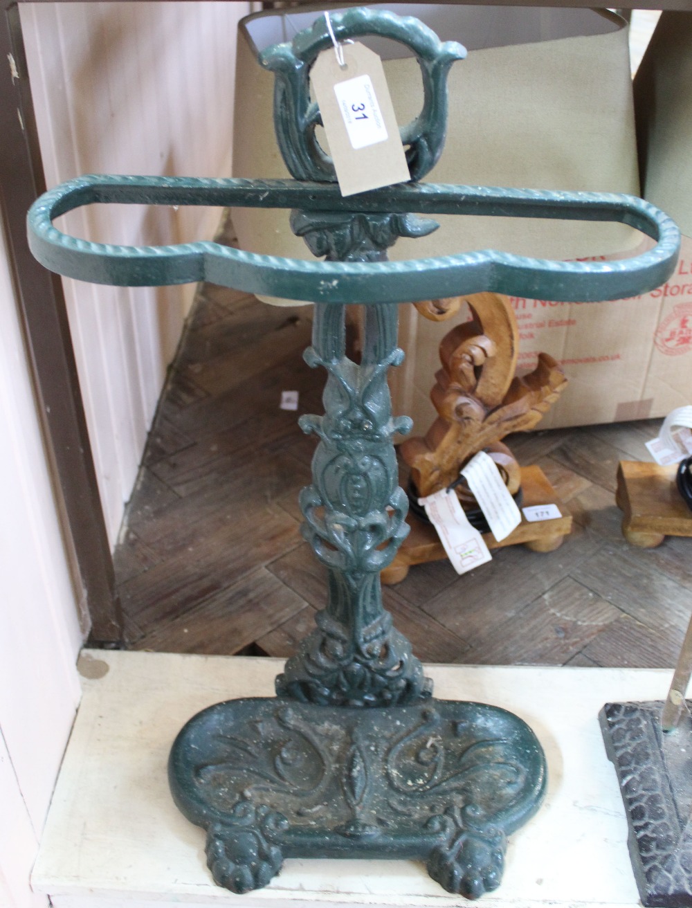 A Victorian iron stick stand