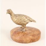 A gilt metal pheasant on marble base