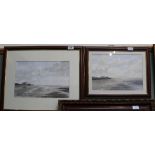 David Balder watercolour of Salthouse beach plus one other