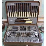 A mahogany canteen of silver plated cutlery