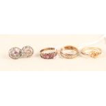 A 9ct gold band ring, a 9ct gold stone set ring (one stone missing),