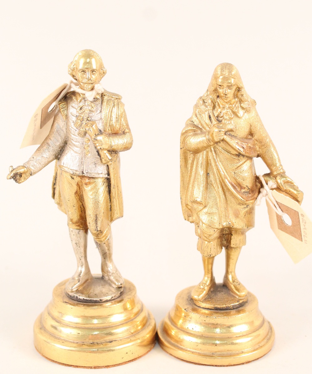 A pair of ormolu figural paperweights depicting Shakespeare and Milton