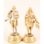 A pair of ormolu figural paperweights depicting Shakespeare and Milton