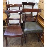 A set of three sabre leg dining chairs and one other Victorian chair