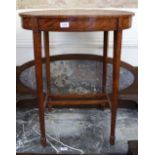 An Edwardian style mahogany drum top occasional table