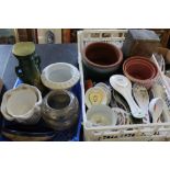 Various china jardinieres and sundries (two boxes)