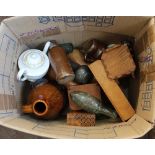 Various stoneware and glass bottles,