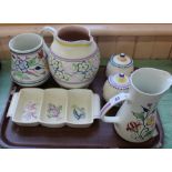 Six pieces of Poole floral china