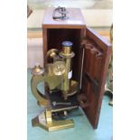 A cased brass Beck London microscope