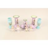 Three Shelley bird decorated vases,