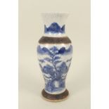 A 19th Century Chinese crackle ware blue and white landscape and figure vase