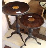 A pair of inlaid mahogany wine tables