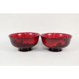 A pair of Royal Doulton Flambe landscape bowls,