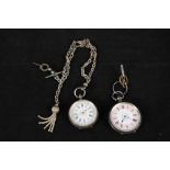 Two silver lady's fob watches,