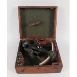 A Victorian sextant with its mahogany fitted case, bearing trade label for D.