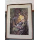 John Reay watercolour of a mother and child,