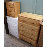 A modern five drawer chest, a white painted five drawer chest,