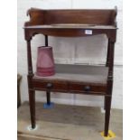 A 19th Century mahogany washstand with galleried upstand and single drawer and a Victorian pine