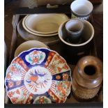 Various Denby and stoneware plus a 19th Century Imari plate